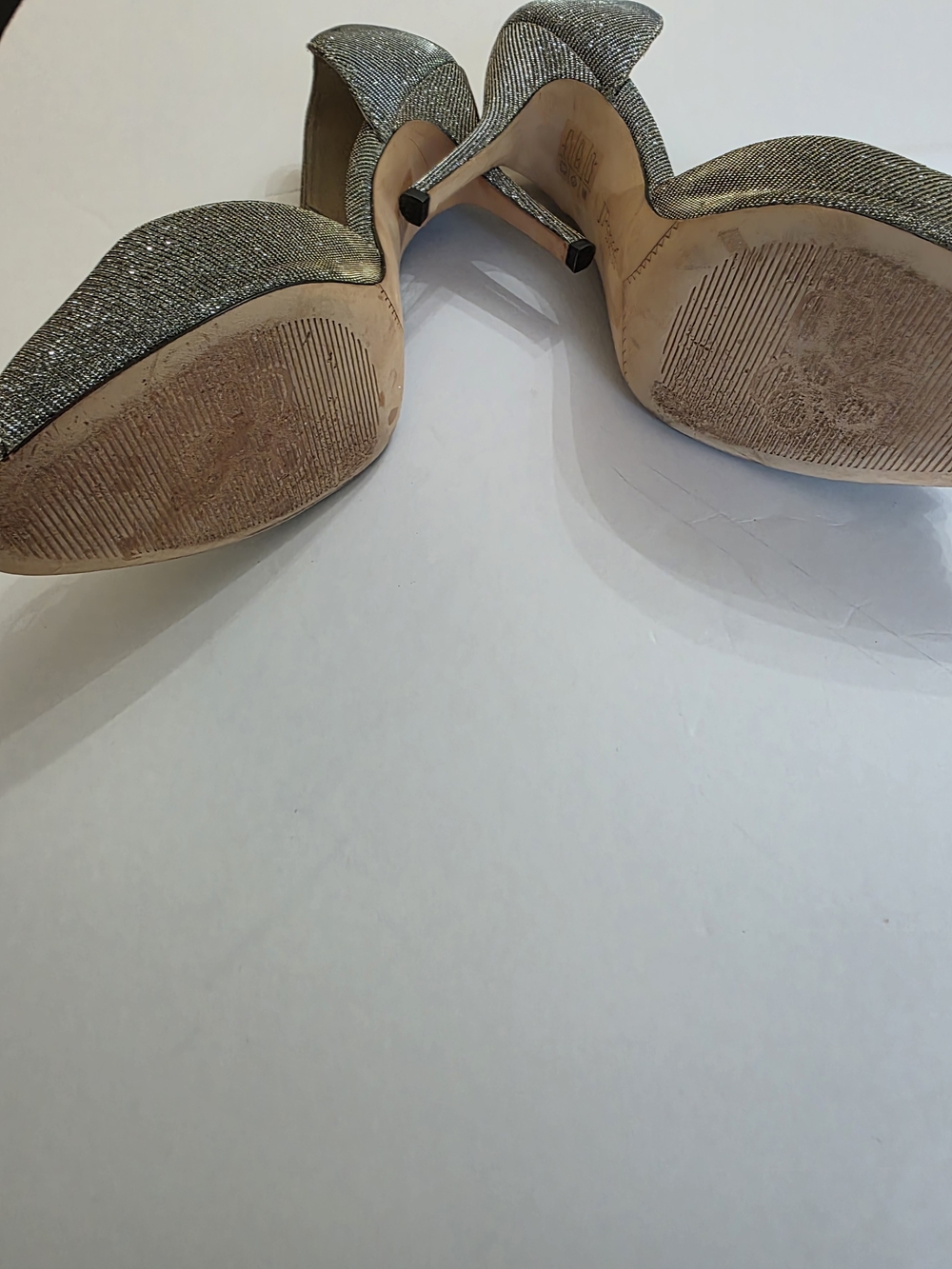J.Renee Silver Glitter Peep-Toe Heels with Bow Accent - Picture 3 of 4